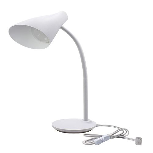 19.6-inch Plastic White LED Desk Lamp with Flexible Goose Neck Arm