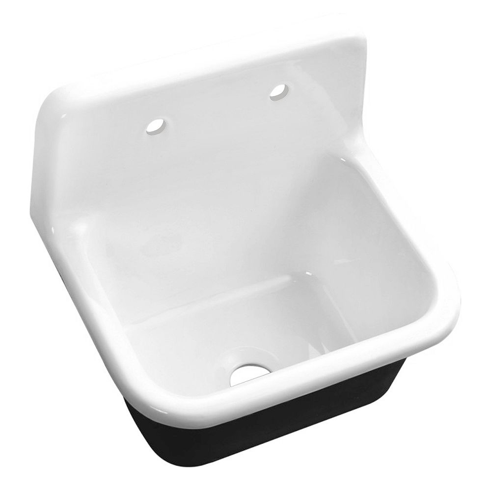 Streamline Cast Iron 22inch R572026CISWH1 WallMount Kitchen Sink The Home Depot Canada