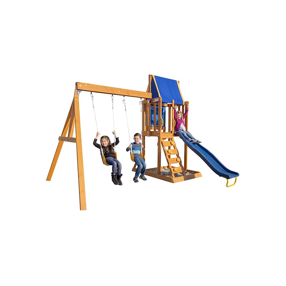Sportspower Northern Peak Wooden Swing Set The Home Depot Canada
