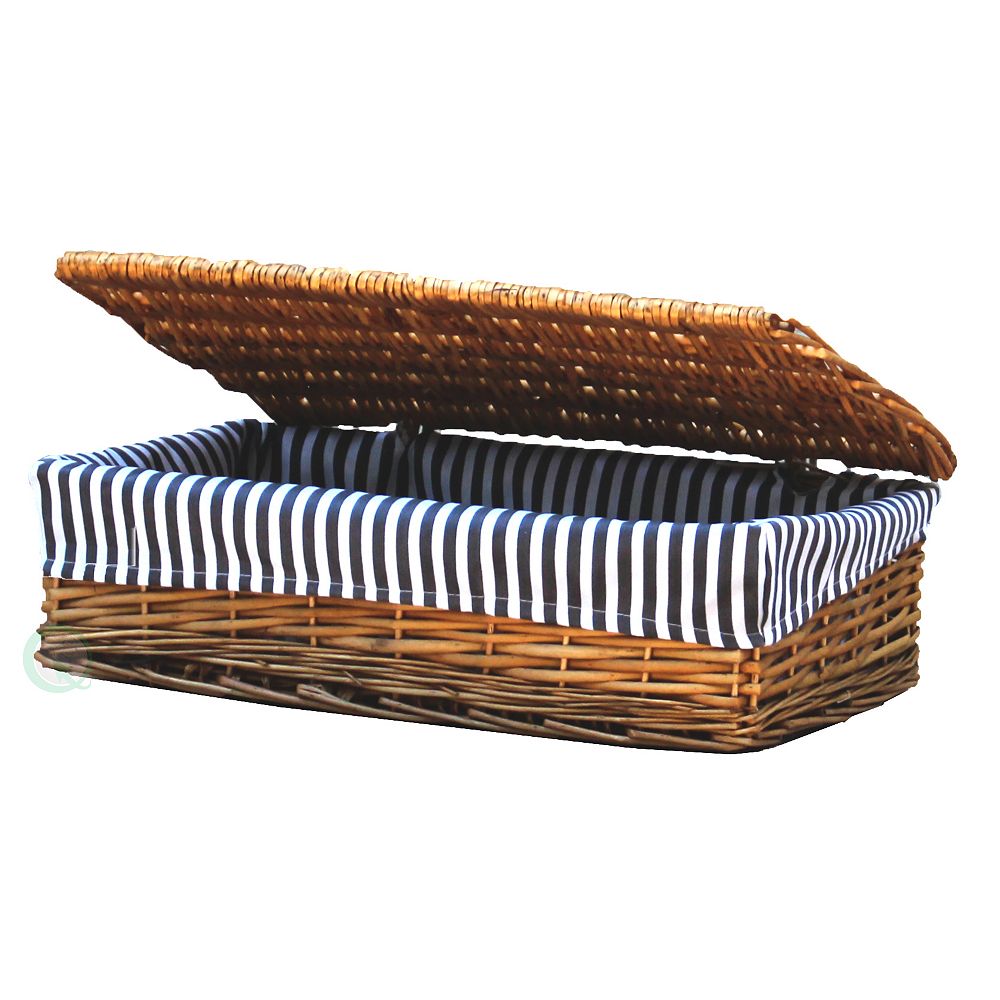 Vintiquewise Lined Wicker Storage Shelf Baskets With Lid, Small The