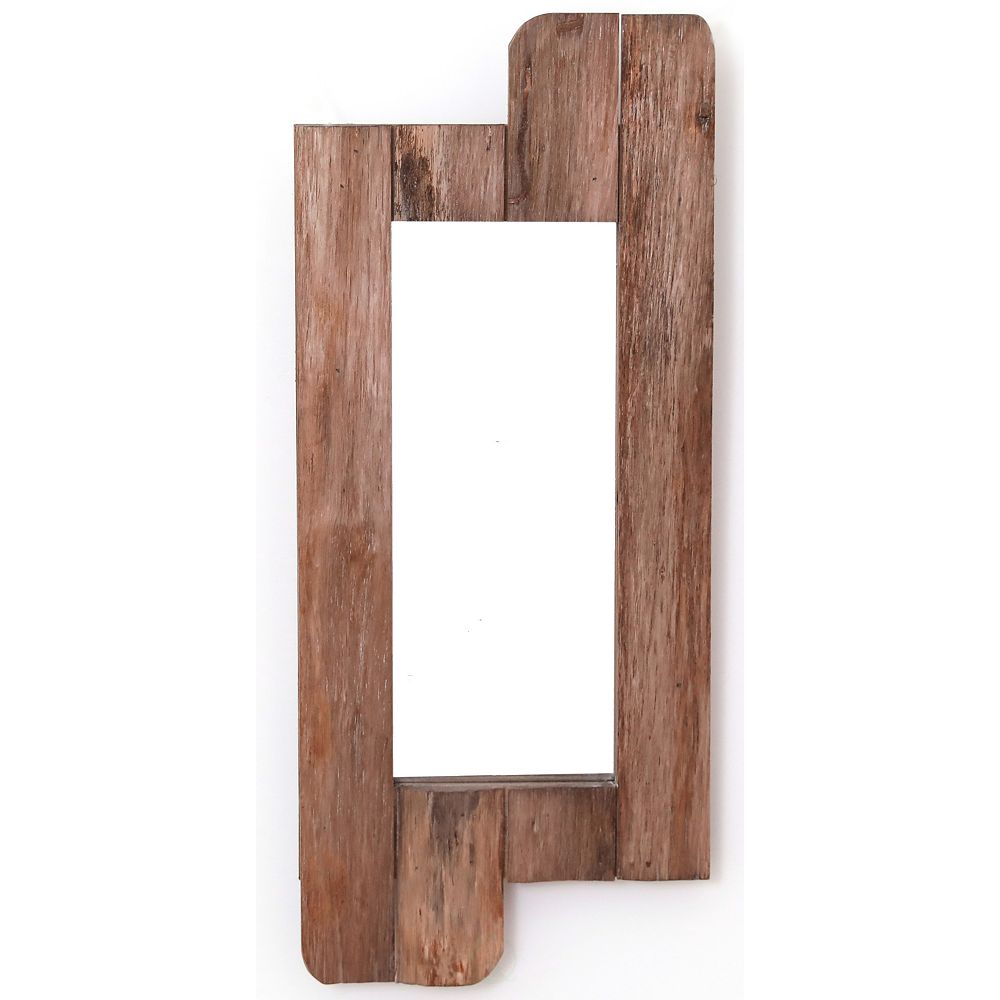 Vintiquewise 28" High Rustic Natural Barn Wood Framed Wall Mirror The