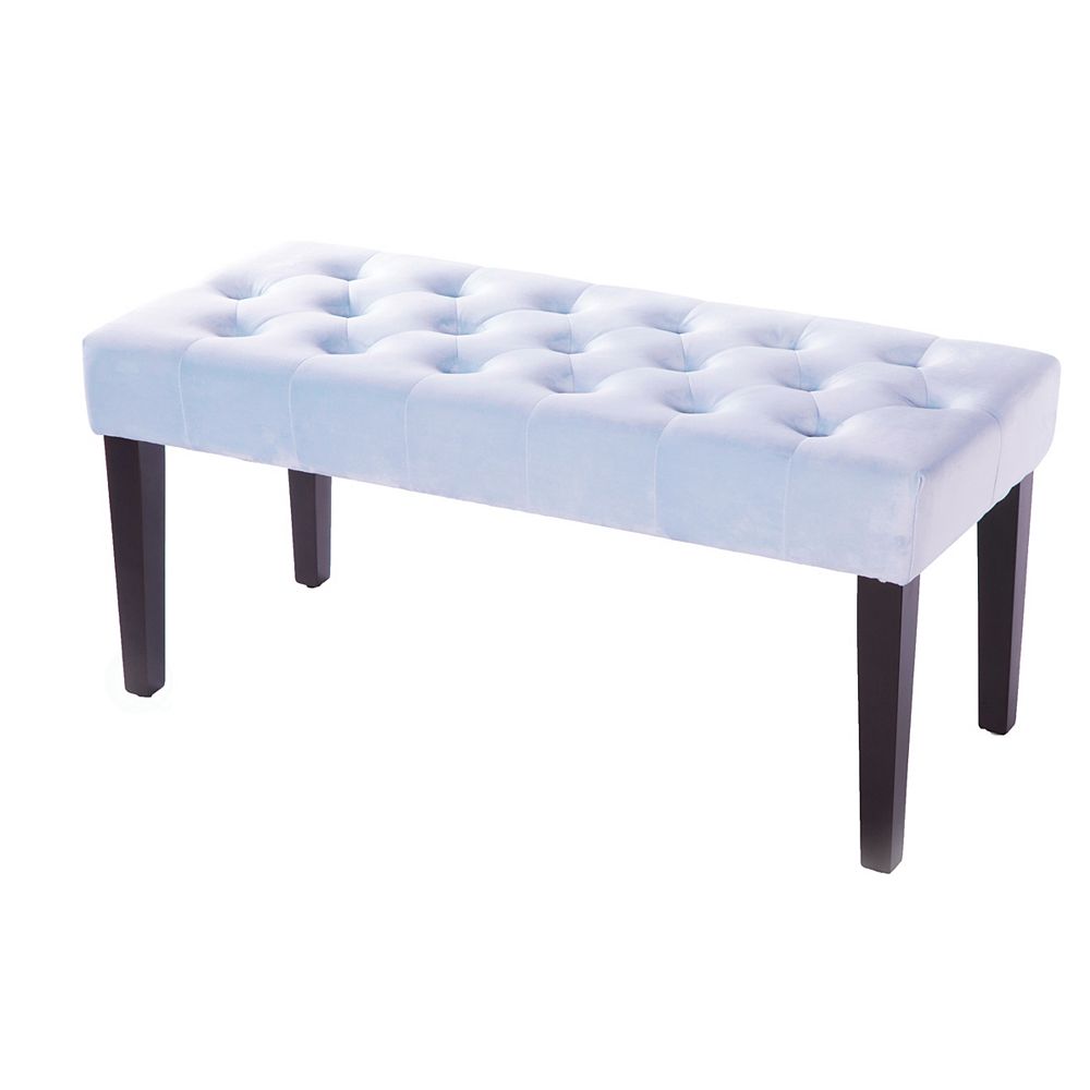 Bold Tones Velvet Tufted Modern Ottoman Coffee Table Bench Azure The Home Depot Canada