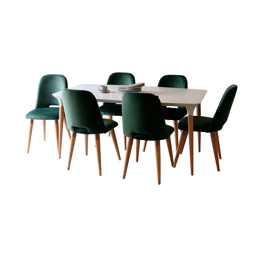 Manhattan Comfort 7 Piece Homedock 62 99 Dining Set With 6 Selina Accent Chairs In Off Whi The Home Depot Canada