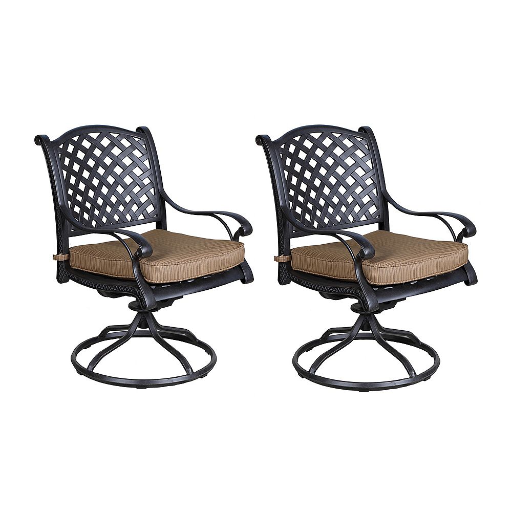 Ipatio Outdoor Cast Aluminum Swivel Rockers With Cushions Set Of 2 The Home Depot Canada Ipatio Outdoor Cast Aluminum Swivel, Aluminum Outdoor Rocking Chairs Set Of 2