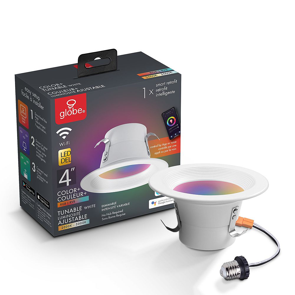 images Led Recessed Lighting Home Depot Canada wi fi smart 4 inch 10w led retrofit recessed light with multicolor changing rgb in tunable white