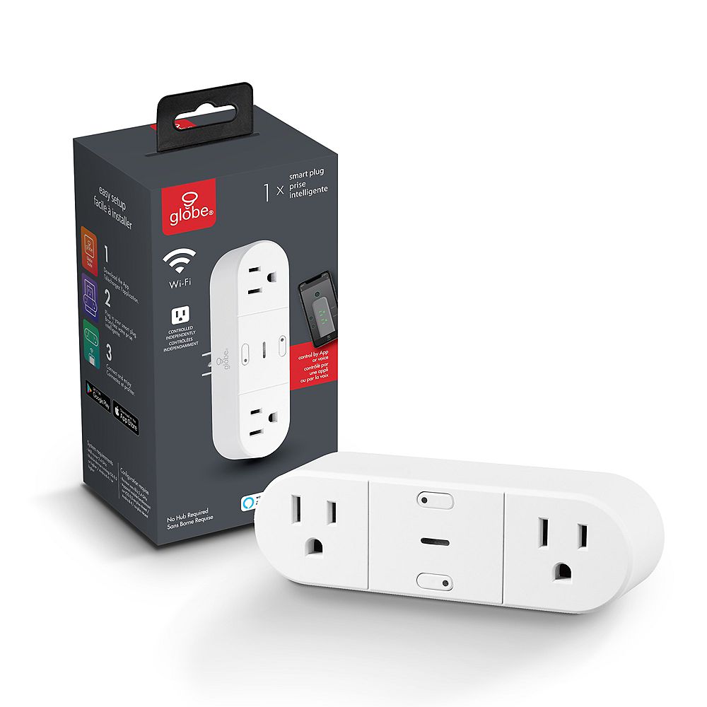 Globe Electric WiFi Smart Plug 2 Independently Controlled Grounded