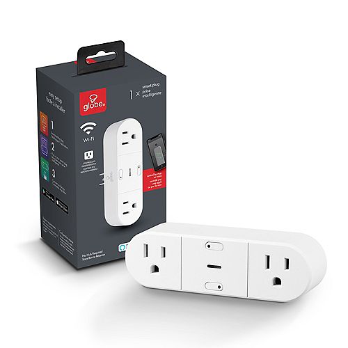 Wi-Fi Smart Plug 2 Independently Controlled Grounded Outlets( 1-Pack, 15A)