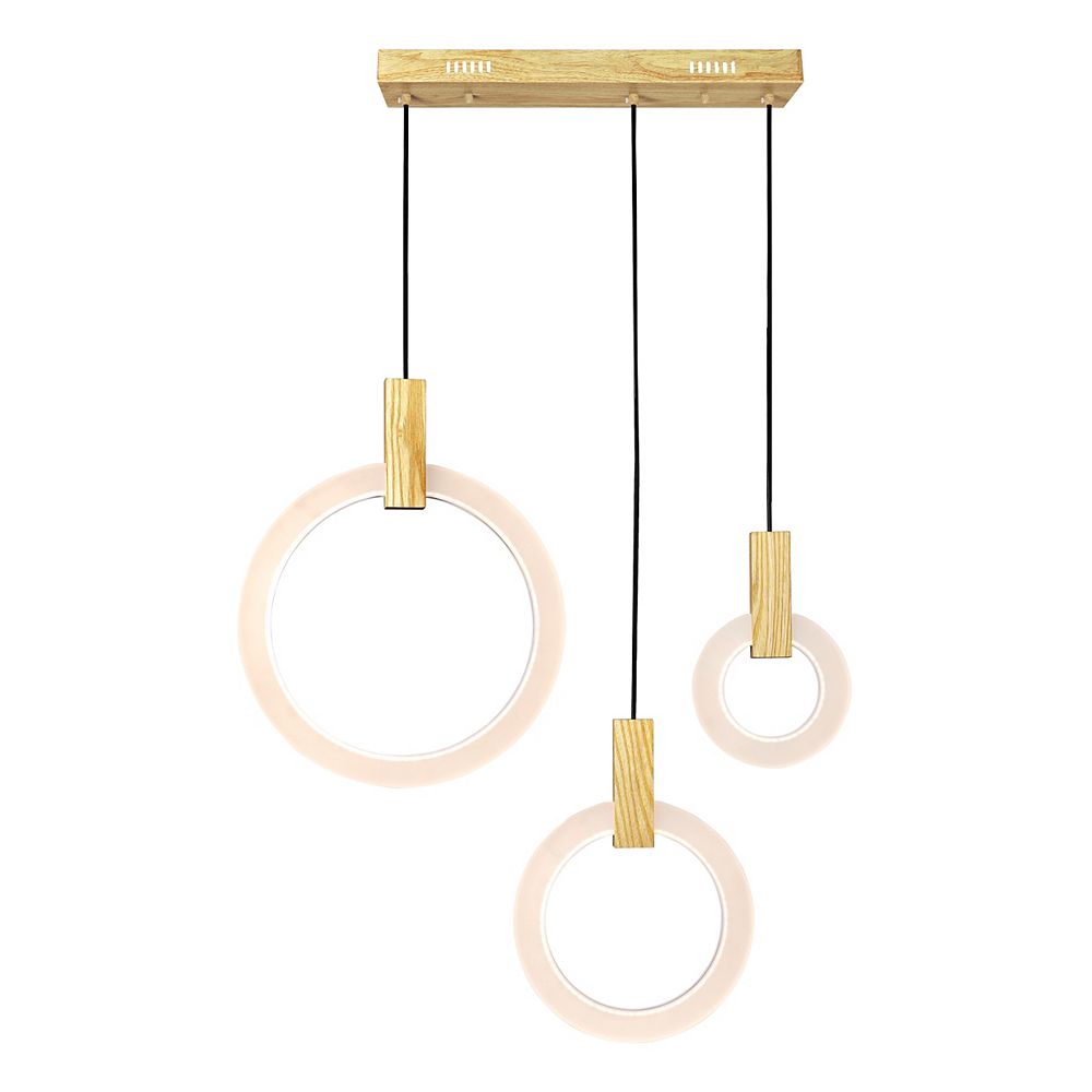 CWI Lighting LED 30in. Island/Pool Table chandelier with White Oak