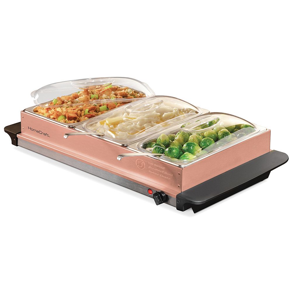 Nostalgia HomeCraft BSC25 3Station 2.5Qt. Buffet Server & Warming Tray Copper The Home