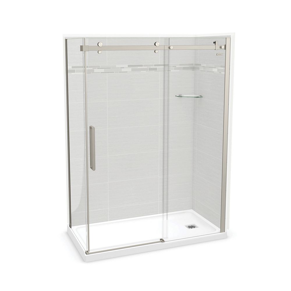 Maax Halo 60 In X 33 7 8 In Frameless Corner Sliding Shower Enclosure In Dark Bronze 105946 900 173 100 The Home Depot