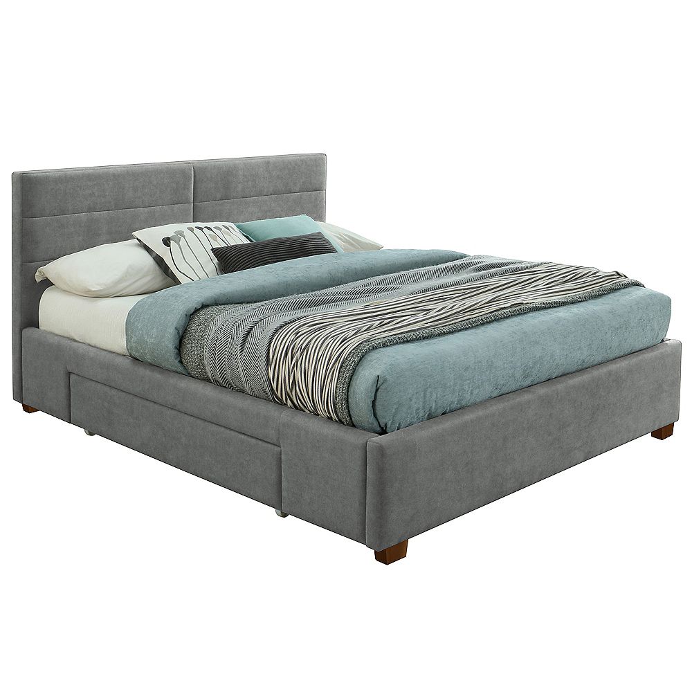 Nspire King Upholstered Platform Bed With Storage The Home Depot Canada
