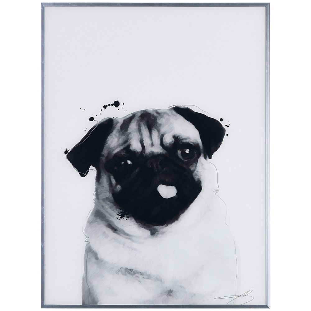 Empire Art Direct Pug On Reverse Printed Art Glass And Anodized Aluminum Silver Frame Dog The Home Depot Canada