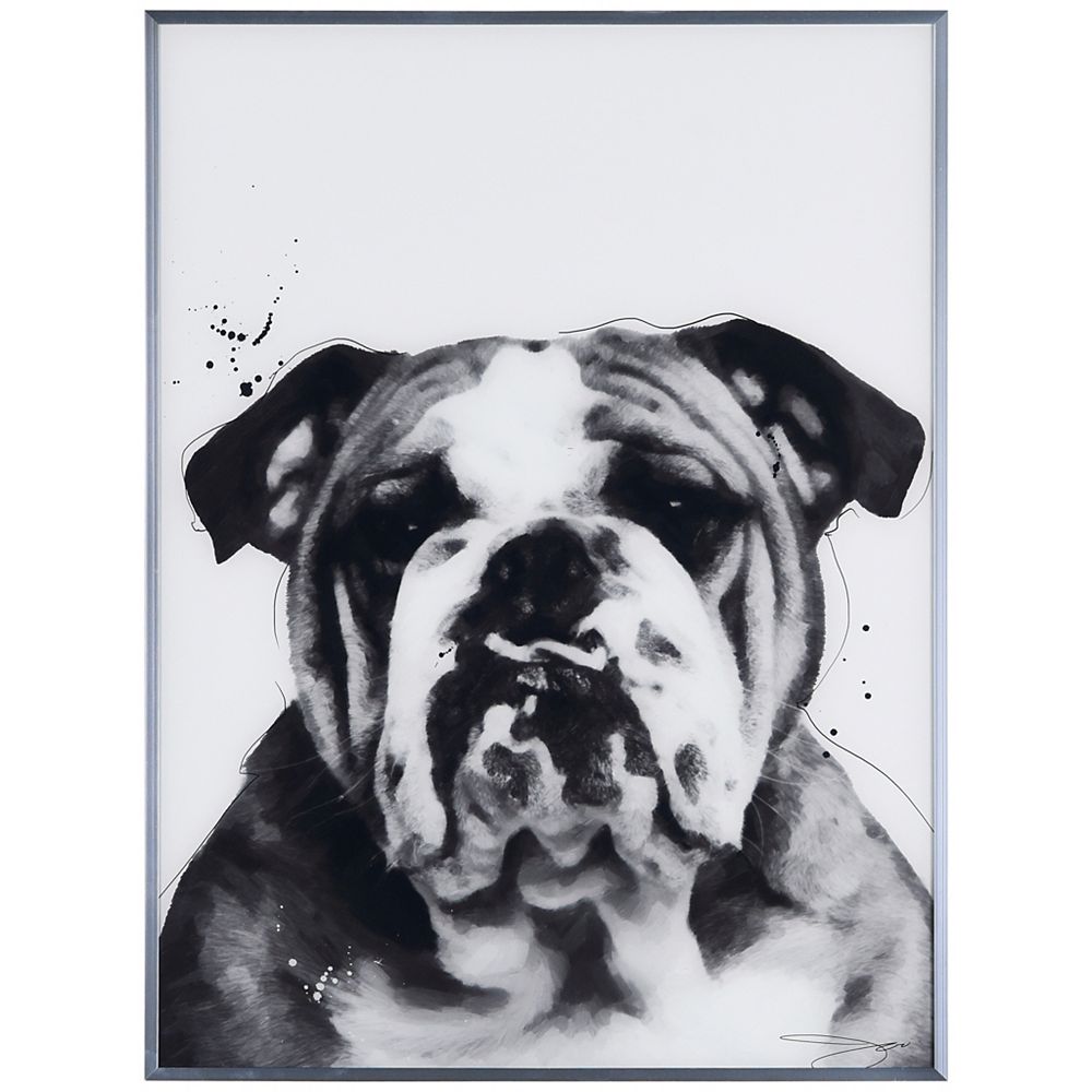 Empire Art Direct Bulldog On Reverse Printed Art Glass And Anodized Aluminum Silver Frame The Home Depot Canada