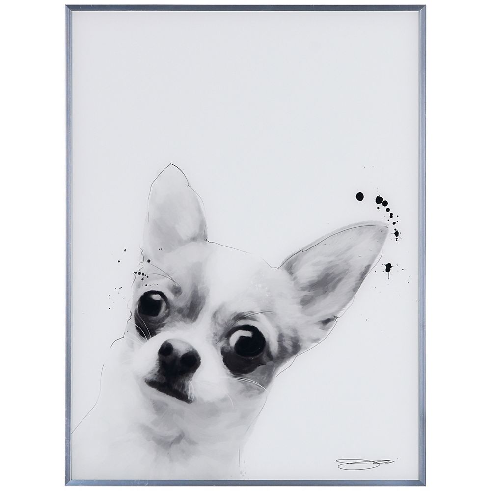 Empire Art Direct Chihuahua On Reverse Printed Art Glass And Anodized Aluminum Silver Fram The Home Depot Canada