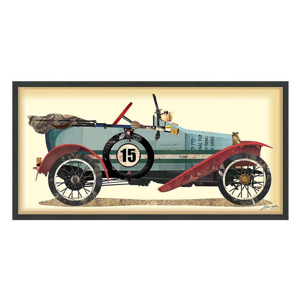 Empire Art Direct Antique Automobile 1 Paper Collage Under Glass With Black Wood Frame Wal The Home Depot Canada