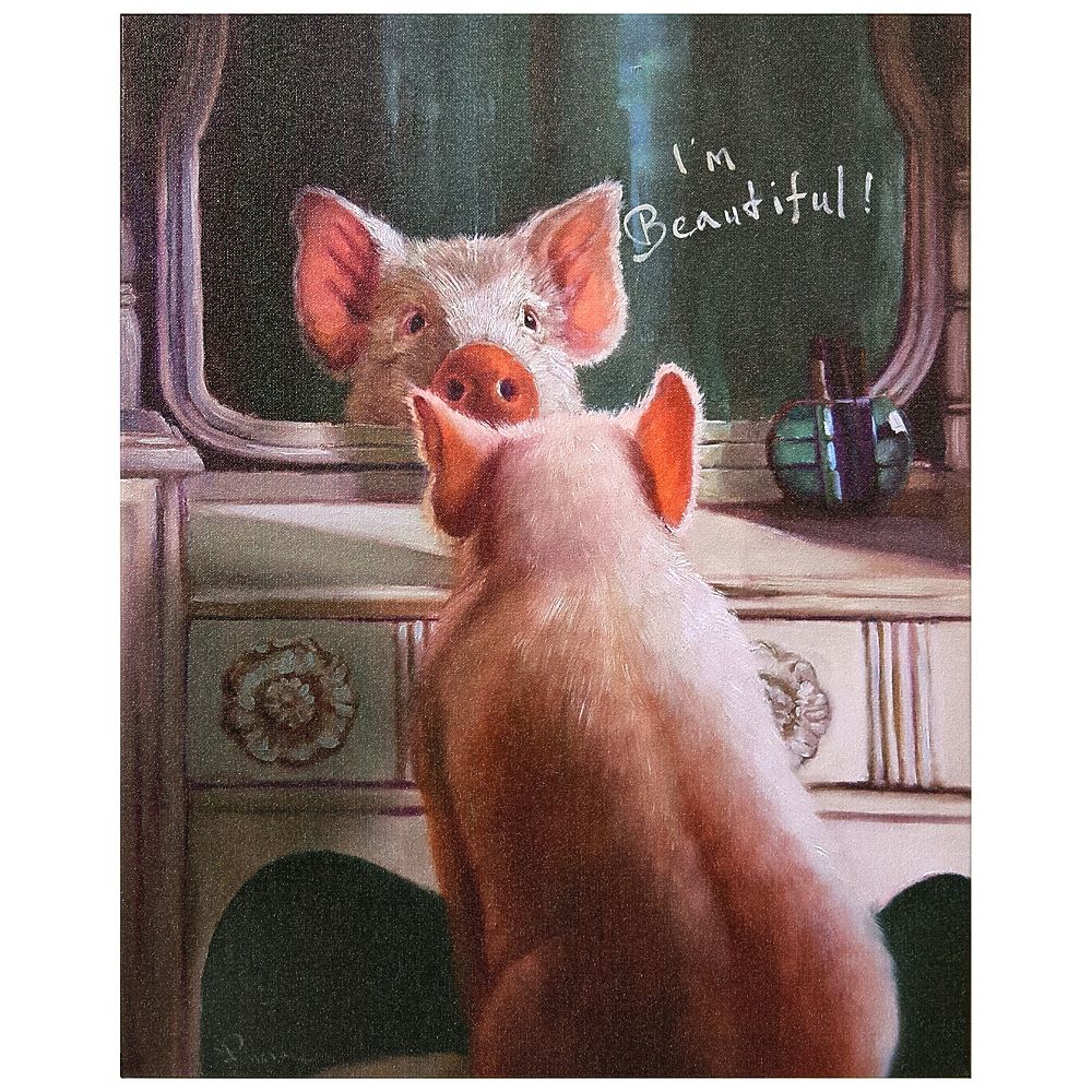Empire Art Direct Affirmation Iii Graphic Art Print On Wrapped Canvas Pig Wall Art The Home Depot Canada