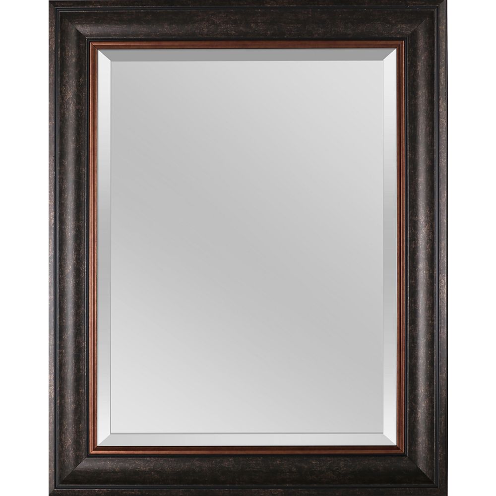 Art Maison Canada 24" x 30" Brown Framed Bevel Mirror The Home Depot
