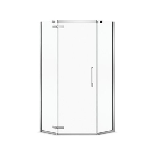 MAAX Davana 38W x 38L x 75H Neo-Angle Frameless Pivot Shower Door in Chrome with Clear Glass