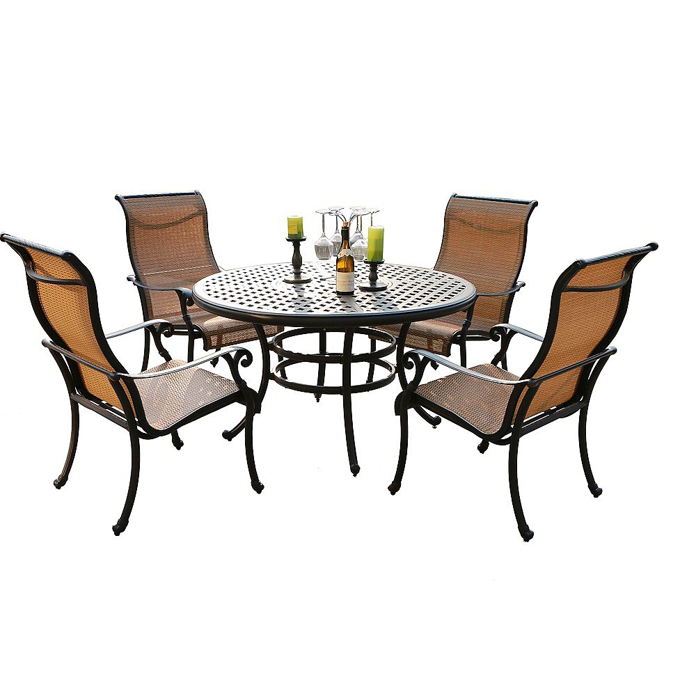 iPatio Outdoor Rust-Free Aluminum 5 Piece Round Dining Set with Sling