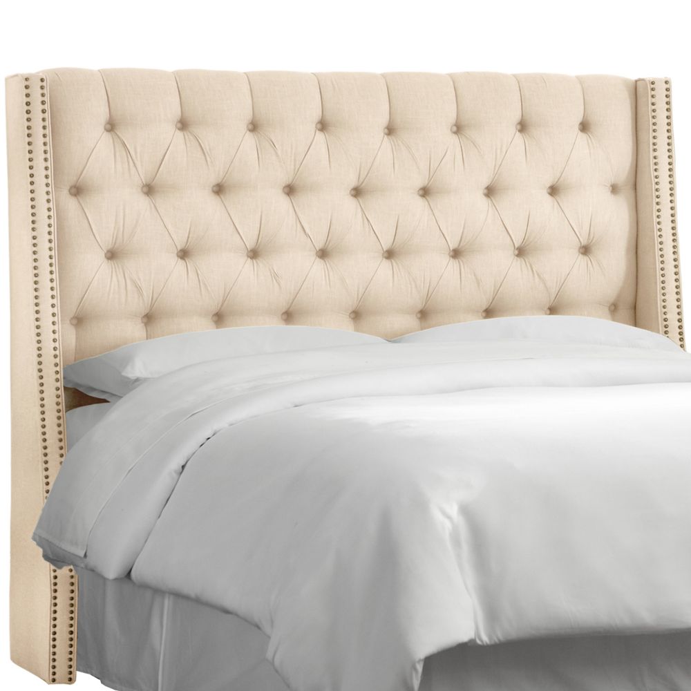 Skyline Furniture Bellevue Queen Nail Button Tufted Wingback Headboard ...