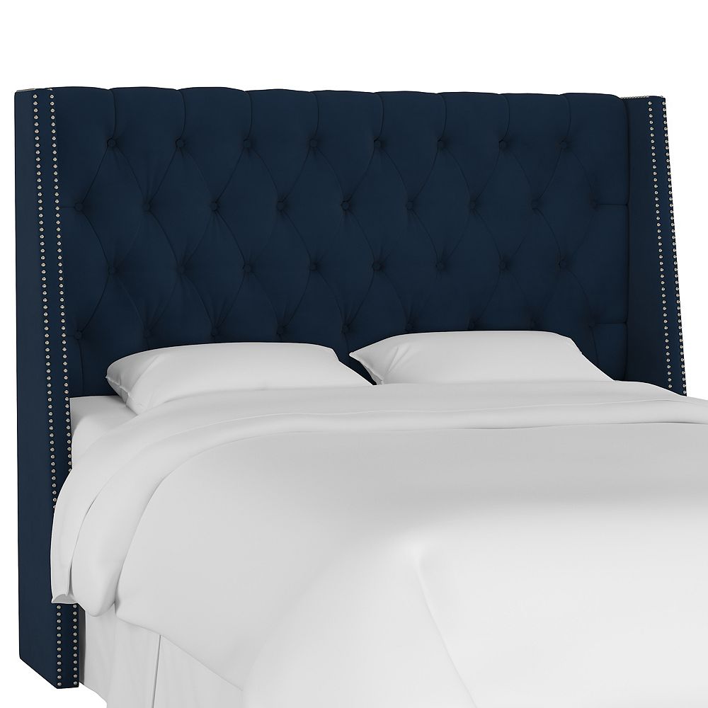 Skyline Furniture Bellevue Queen Nail Button Tufted Wingback Headboard ...