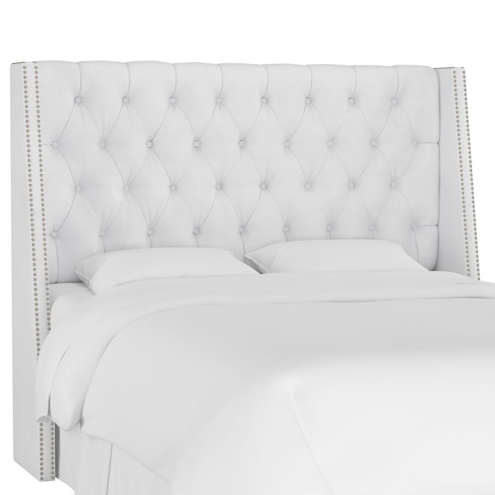 Skyline Furniture Bellevue Queen Nail Button Tufted Wingback Headboard ...