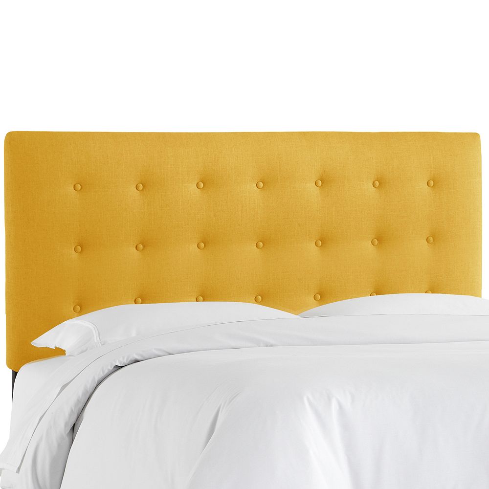 Skyline Furniture Harrison California King Button Headboard in Linen