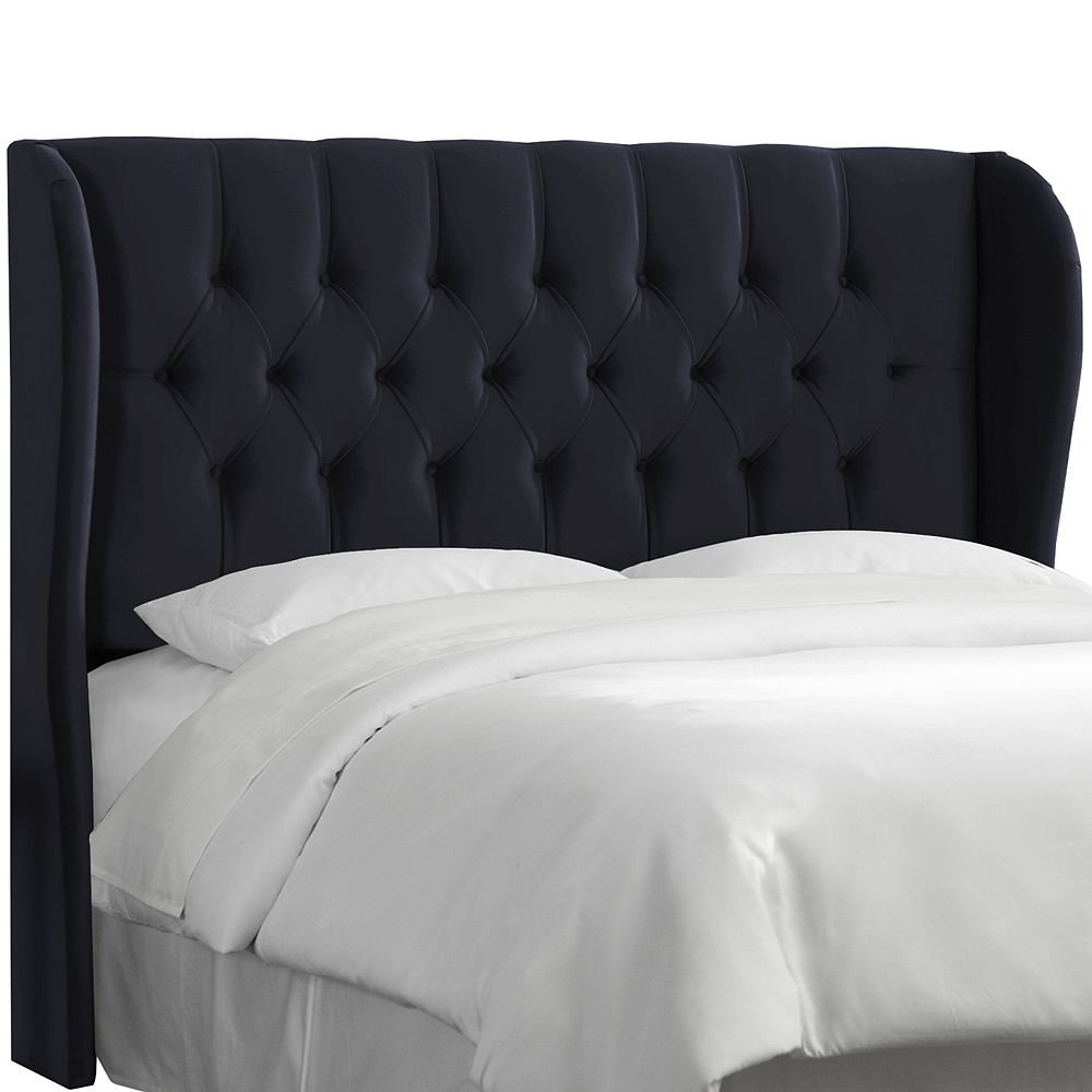 Skyline Furniture Hubbard King Tufted Wingback Headboard In Regal Navy The Home Depot Canada 