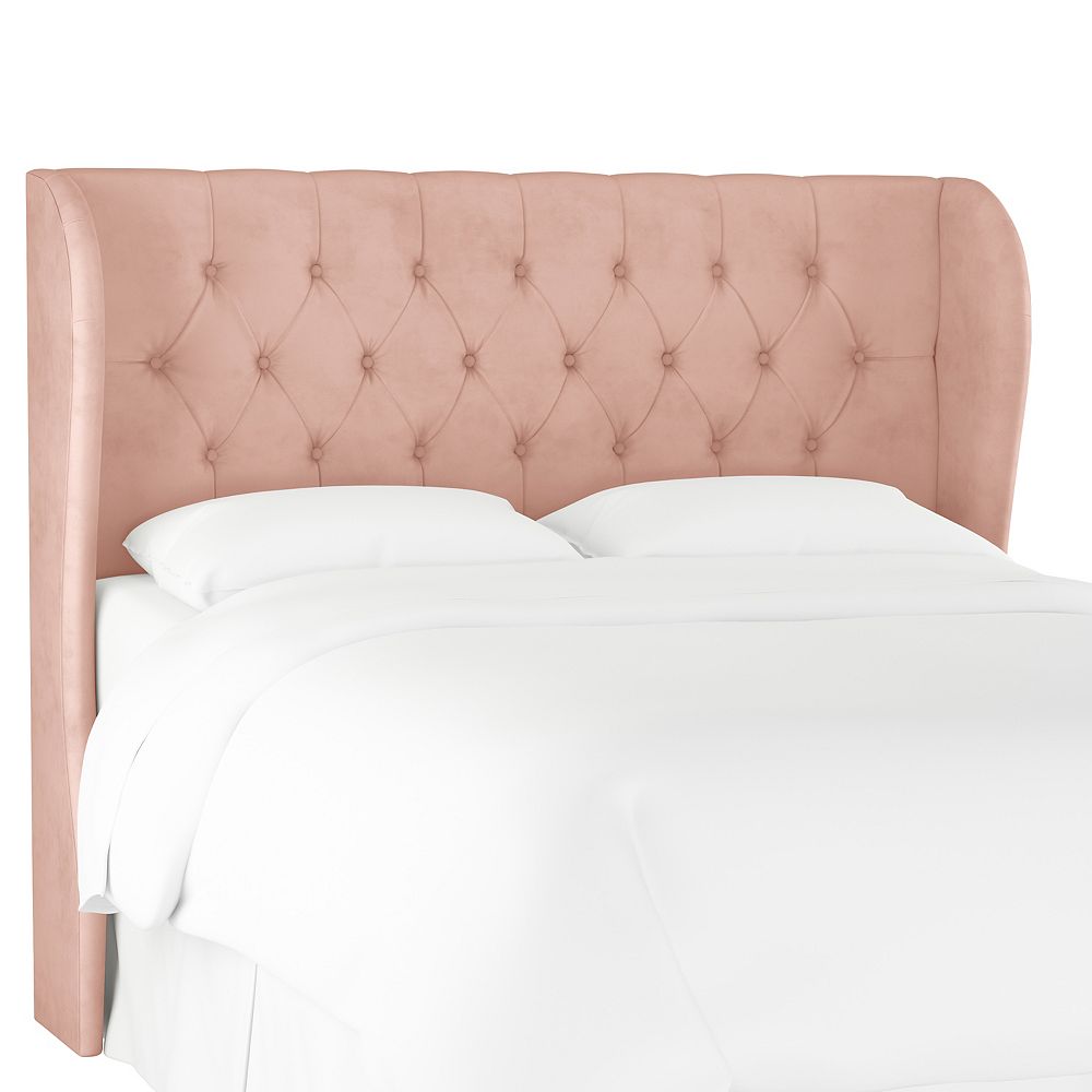 Skyline Furniture Hubbard Queen Tufted Wingback Headboard In Velvet Blush The Home Depot Canada 