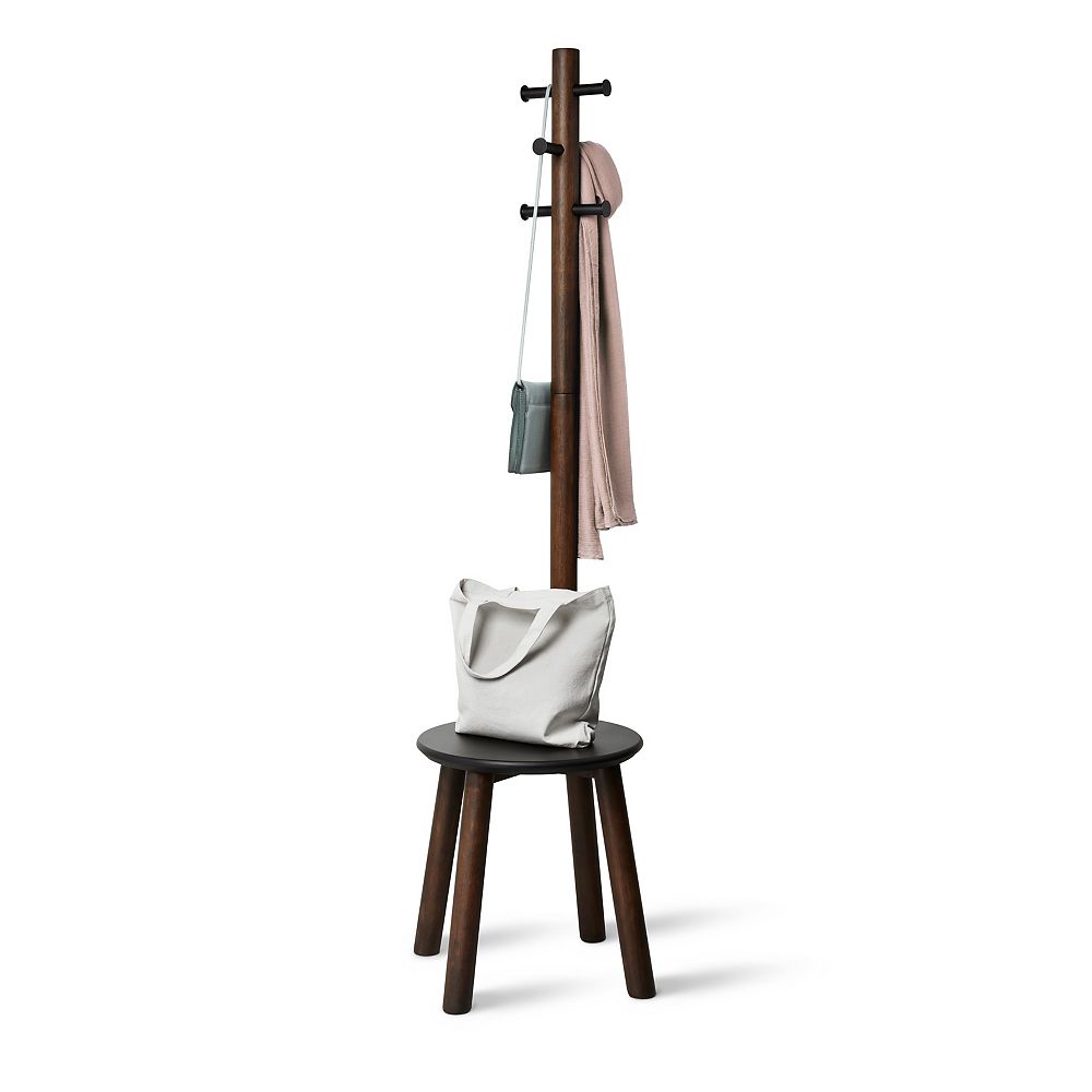 Umbra Pillar Stool and Coatrack in Black and Walnut The Home Depot Canada