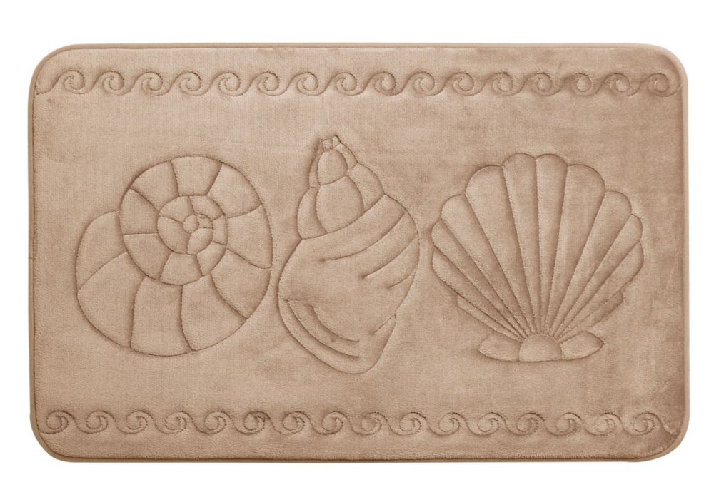CHC Sea Shell Memory Foam Bath Mat TAUPE 20X32 The Home Depot Canada