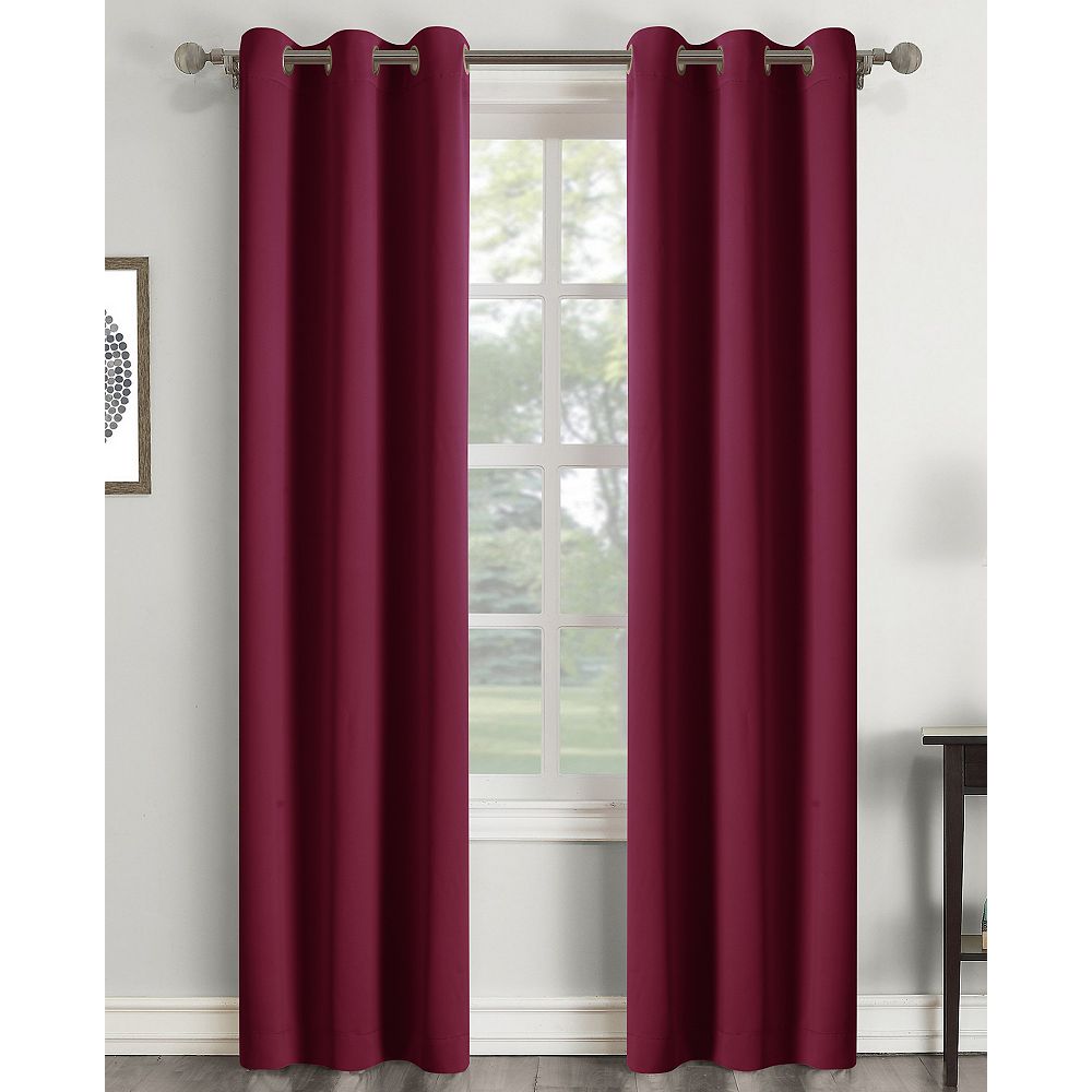 Chc Room Darkening Solid Grommet Window Panel Burgundy 40x84 The Home Depot Canada