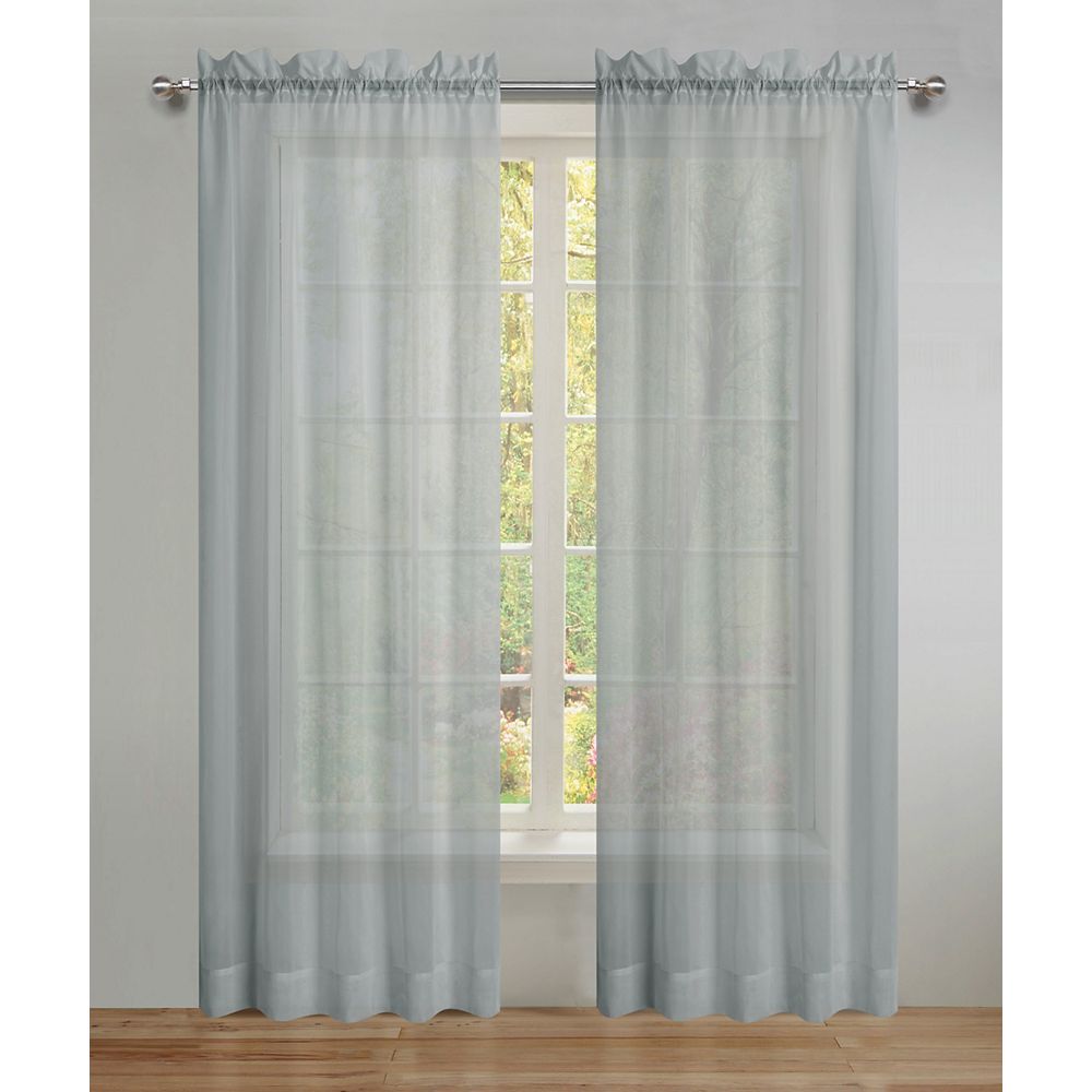 CHC Sheer Window Panel 2 pack GREY 59X63 The Home Depot Canada