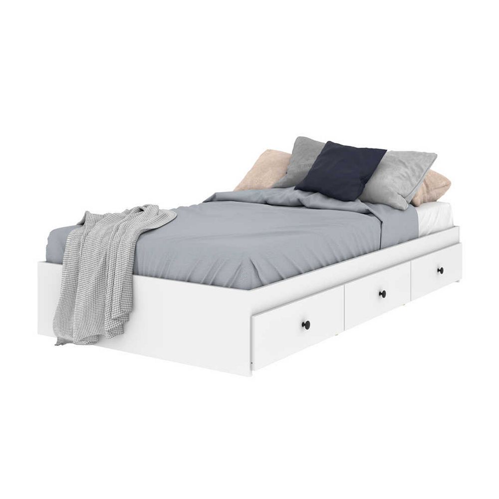 Mira Twin Platform Storage Bed - White Mira Twin Platform Storage Bed - White