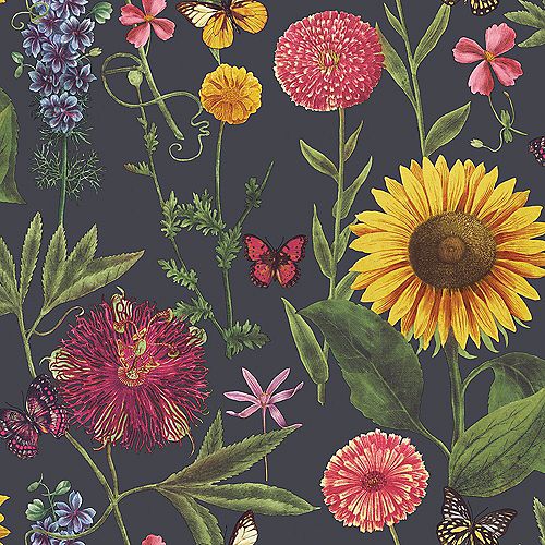 Summer Garden Charcoal Multi Wallpaper