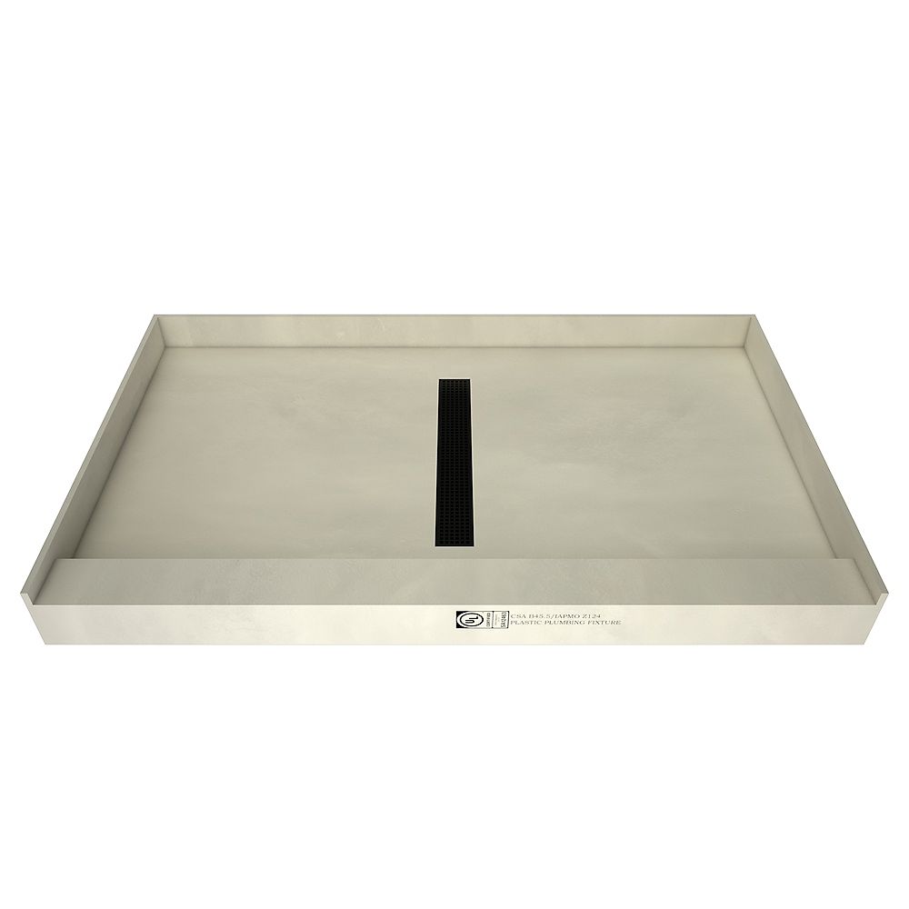 Tile Redi 36 in. x 48 in. Single Threshold Shower Base with Center Drain and Matte Black T
