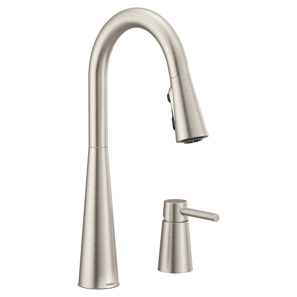 Moen Sleek Single Handle High Arc Pulldown Kitchen Faucet In Spot Resist Stainless The Home