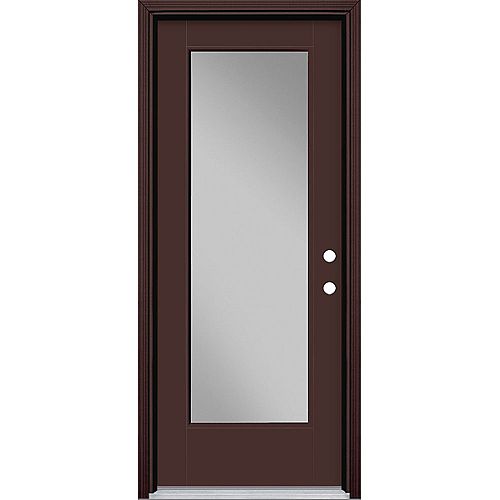 Masonite 36in X 80in Vista Grande Pear 3 4 Lite Exterior Door Smooth Fiberglass Black Left