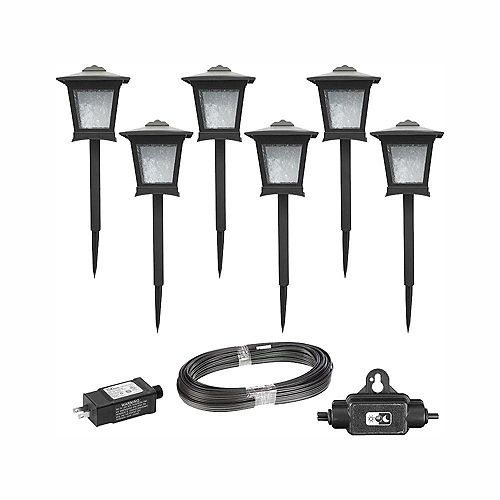 Low Voltage Black Outdoor Integrated LED Landscape Path Light Kit (6-Pack)