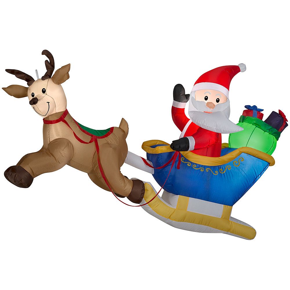 Home Accents Lighted 6 ft. Inflatable Flying Santa and Reindeer ...