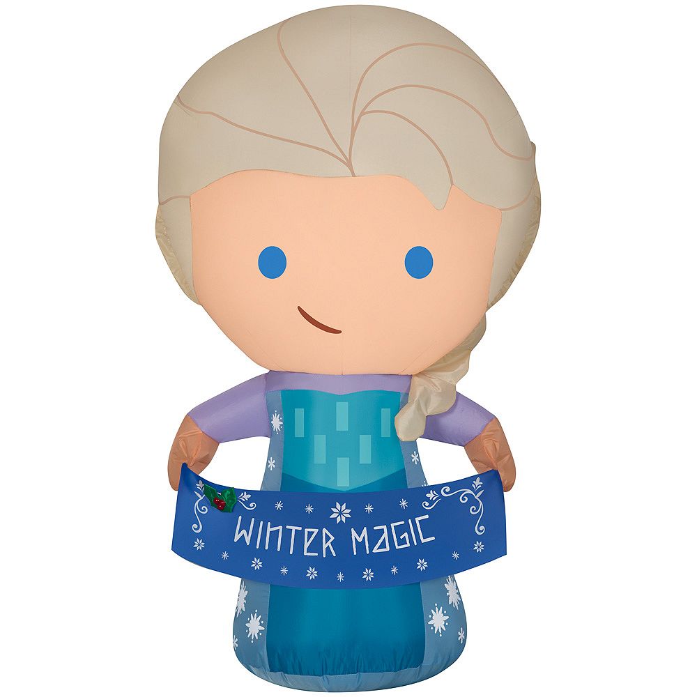 Frozen 3.5 ft. Lighted Inflatable Elsa with Sign Christmas Decoration