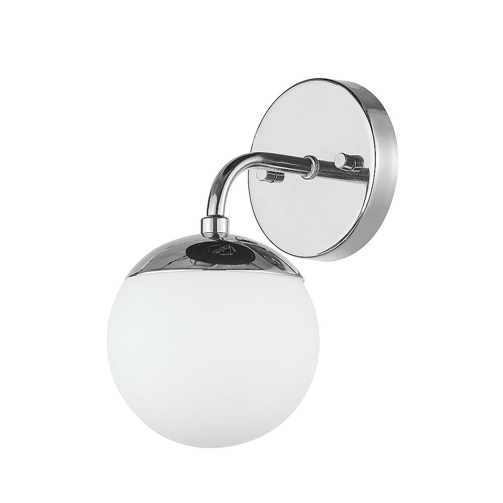 Globe Electric Vega 1Light Chrome Vanity Light with Frosted Glass