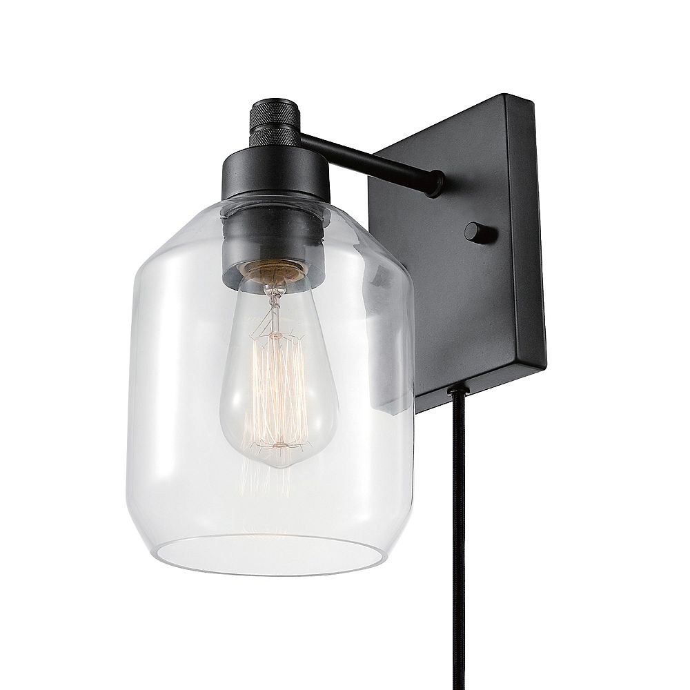 Globe Electric Middleton 1 Light Dark Bronze Plug In Or Hardwire Wall Sconce With Clear Gl The Home Depot Canada