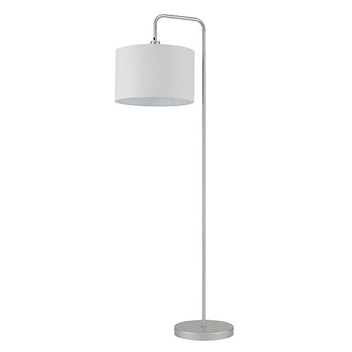 Barden 58 inch Silver Finish Floor Lamp with White Fabric Shade