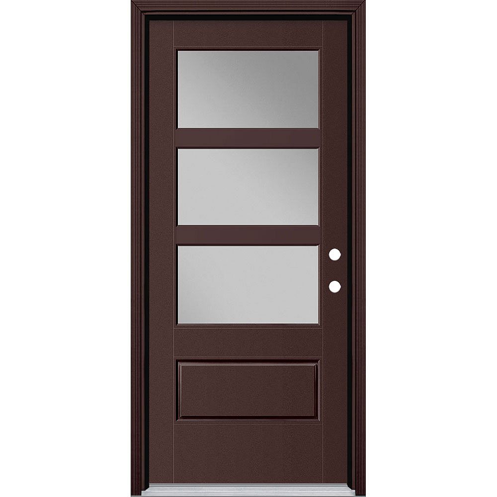 Masonite 34inch x 80inch Vista Grande 3 Lite Wide Exterior Door w/ Cladding Smooth Fiber