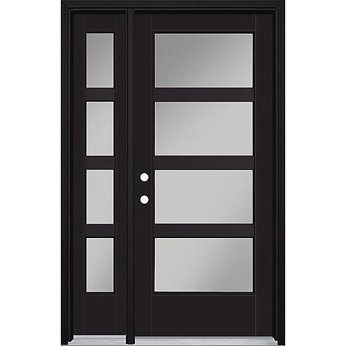 VistaGrande 46-inch x 80-inch 4 Lite Painted Smooth Fibreglass Prehung Front Door with Sidelite