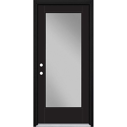 VistaGrande 34-inch x 80-inch Black Full Lite Painted Smooth Fibreglass Prehung Front Door