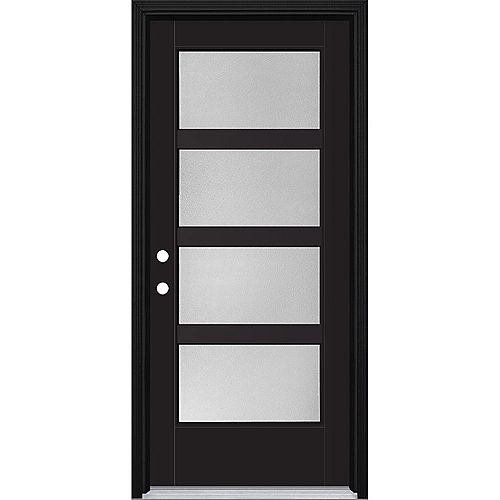 VistaGrande 34-inch x 80-inch Black 4 Lite Painted Smooth Fibreglass Prehung Front Door