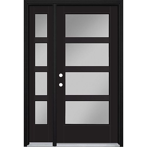 VistaGrande 48-inch x 80-inch 4 Lite Painted Smooth Fibreglass Prehung Front Door with Sidelite