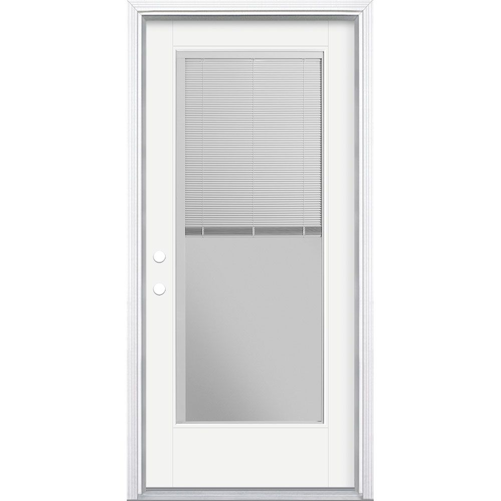 Masonite 36in X 80in Vista Grande Miniblind Exterior Door Smooth Fiberglass White Right Ha